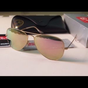 Ray ban aviators rose gold sunglasses